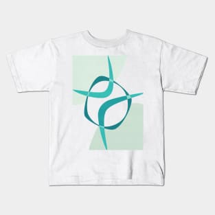 Mid Century Modern Atomic Age Abstract 27 Teal, Aqua Kids T-Shirt